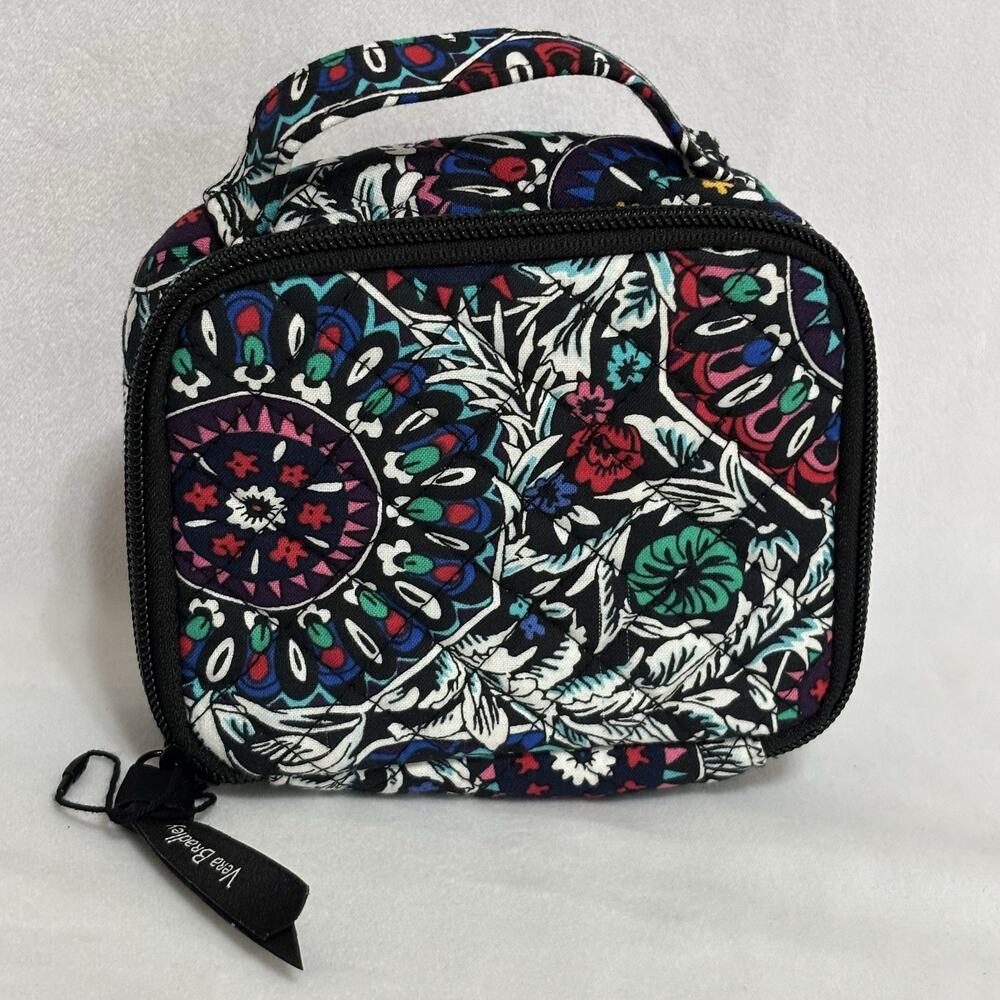VERA BRADLEY Small Mirror Zip Around Makeup Brush Case Stained Glass Medallion